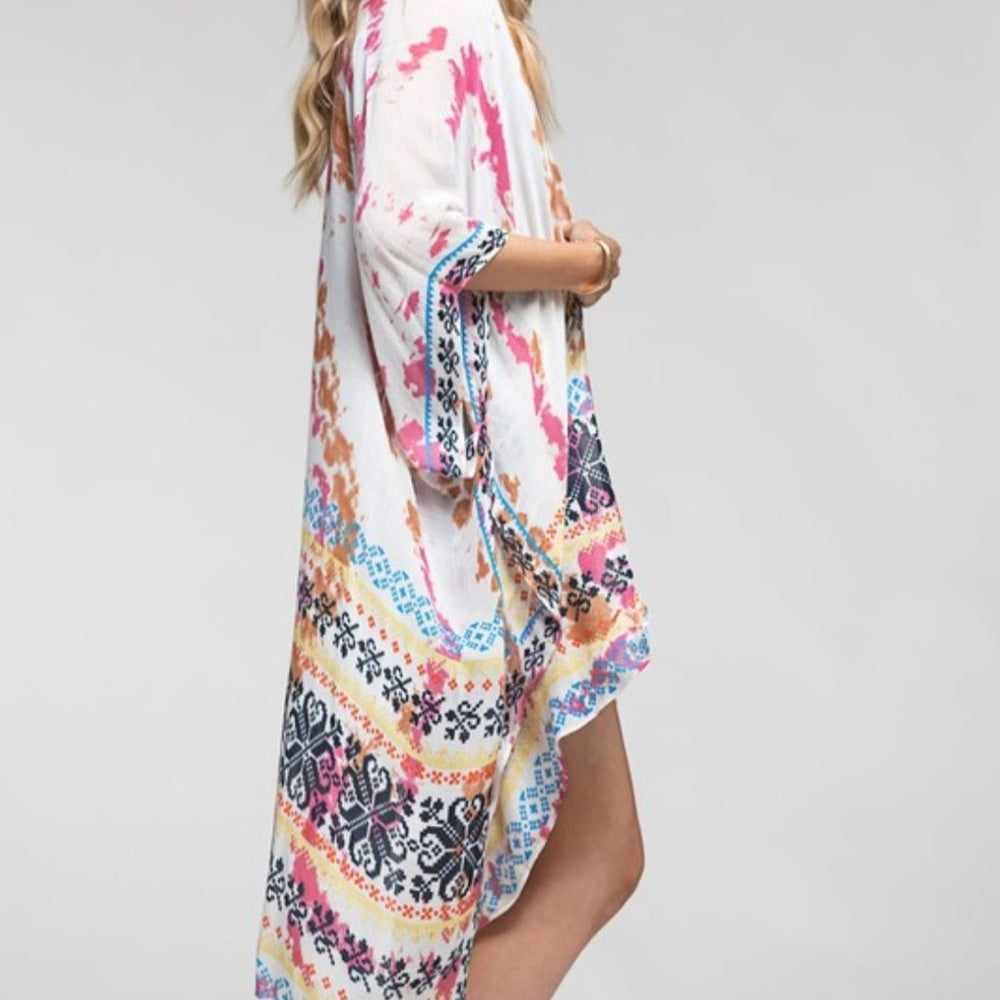 NWOT SIZE OS Macchia J Pink and Blue Bohemian Swim Coverup