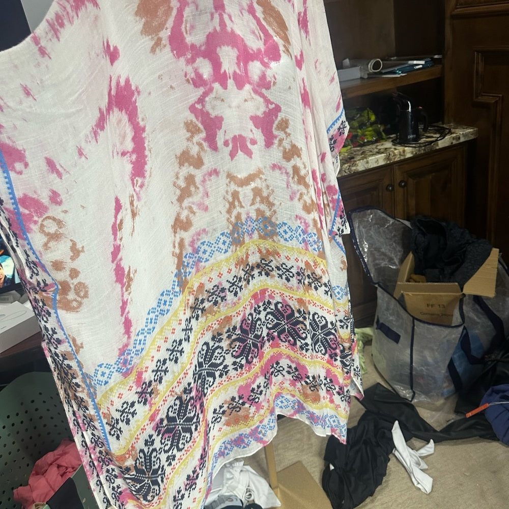 NWOT SIZE OS Macchia J Pink and Blue Bohemian Swim Coverup
