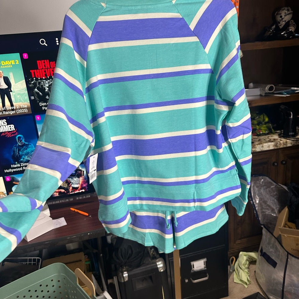 NWT SIZE L-XL-XXL Wildfox Blue and White Striped Loungewear Set