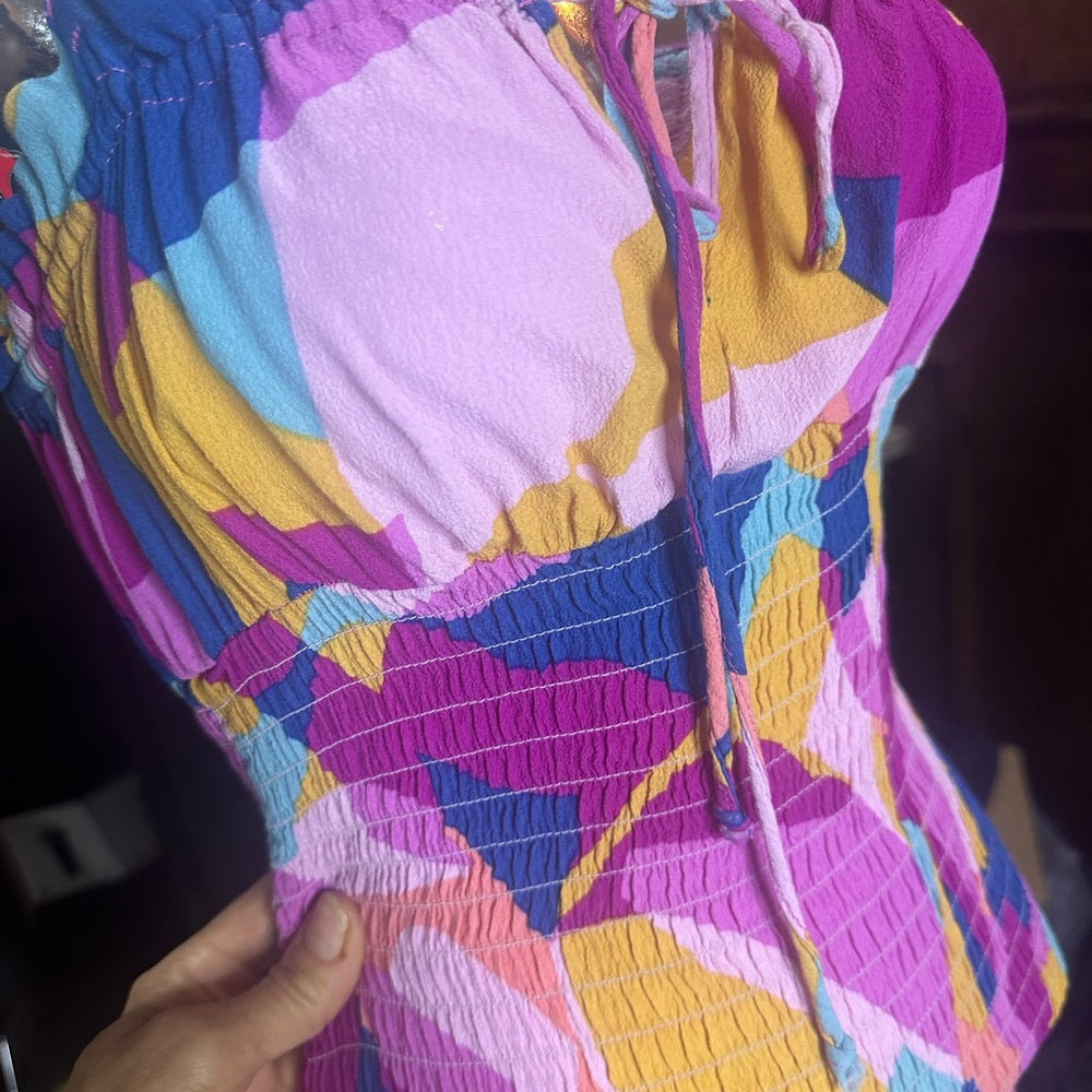 SIZE XS Flynn Skye Pink and Blue Mini Dress with Vibrant Colors