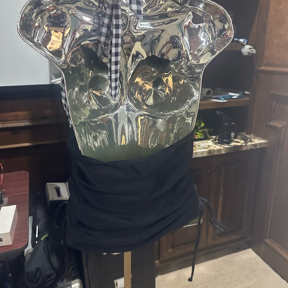 NWOT SIZE L Unique Vintage Black and White Bikini Halter Style