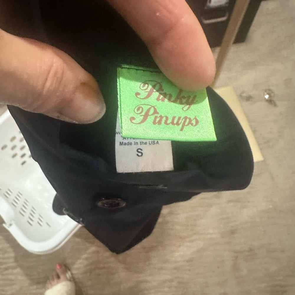 SIZE S Retro Black High-Waisted Bikini Swimwear