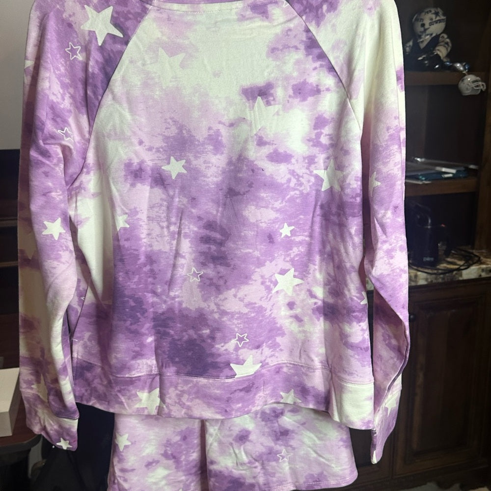 NWT SIZE L/ XL/XXL Wildfox Ethereal Purple and White Tie-Dye Set