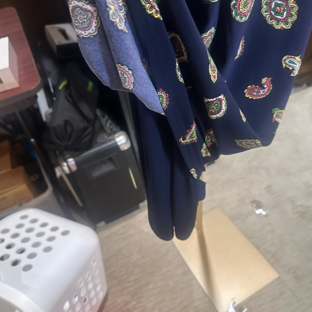 Ralph Lauren Blue Wrap Sundress V-Neck Tie Front