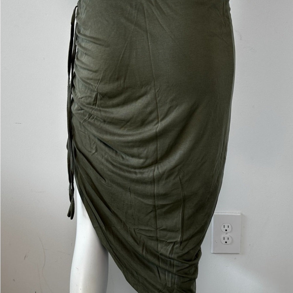 NWOT SIZE XS Heartloom Green Pencil Midi Skirt with Ruched Detail