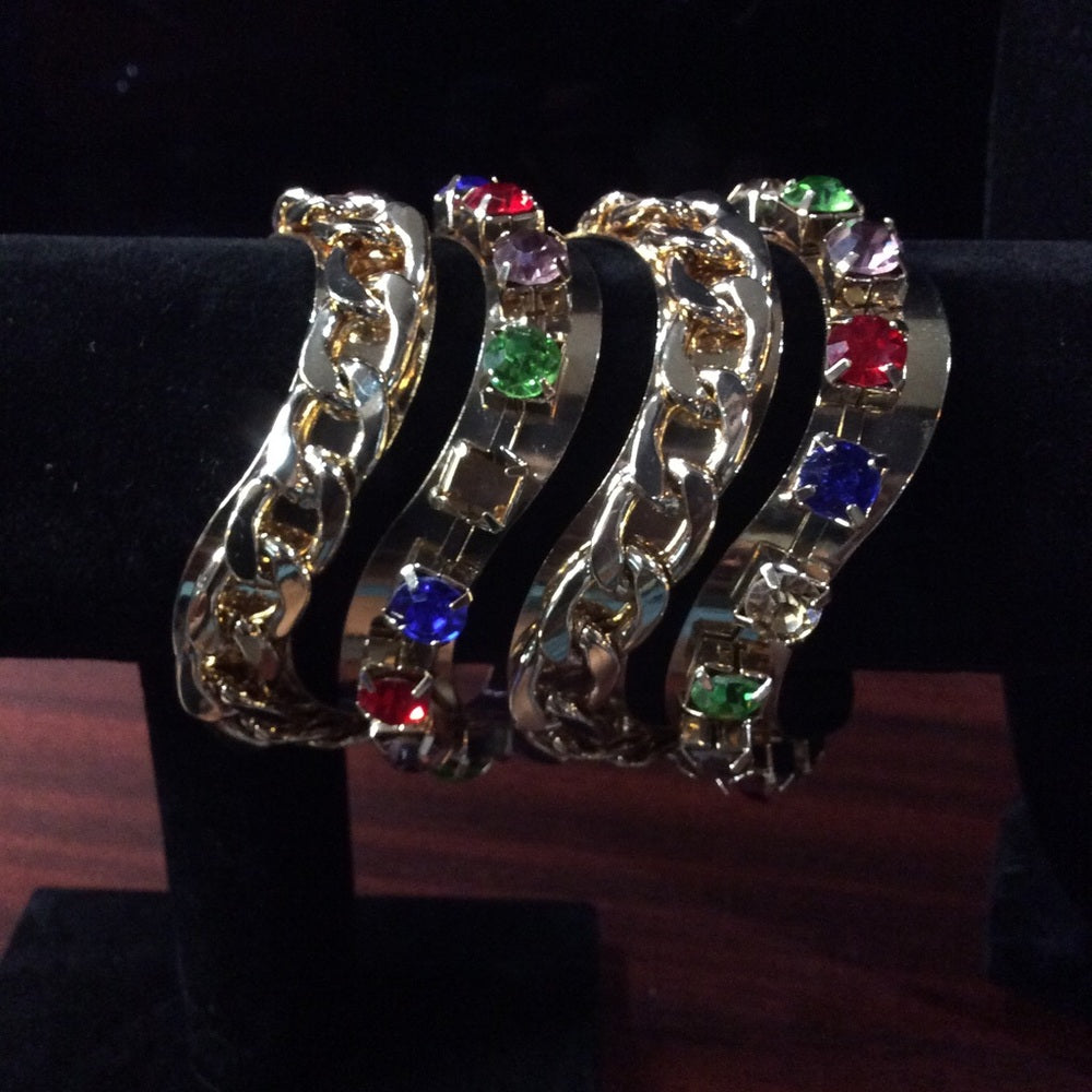 Elegant Gold and Multicolor Gemstone Bracelet