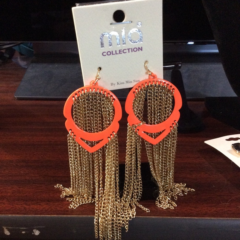 MIA Gold and Orange Statement Earrings