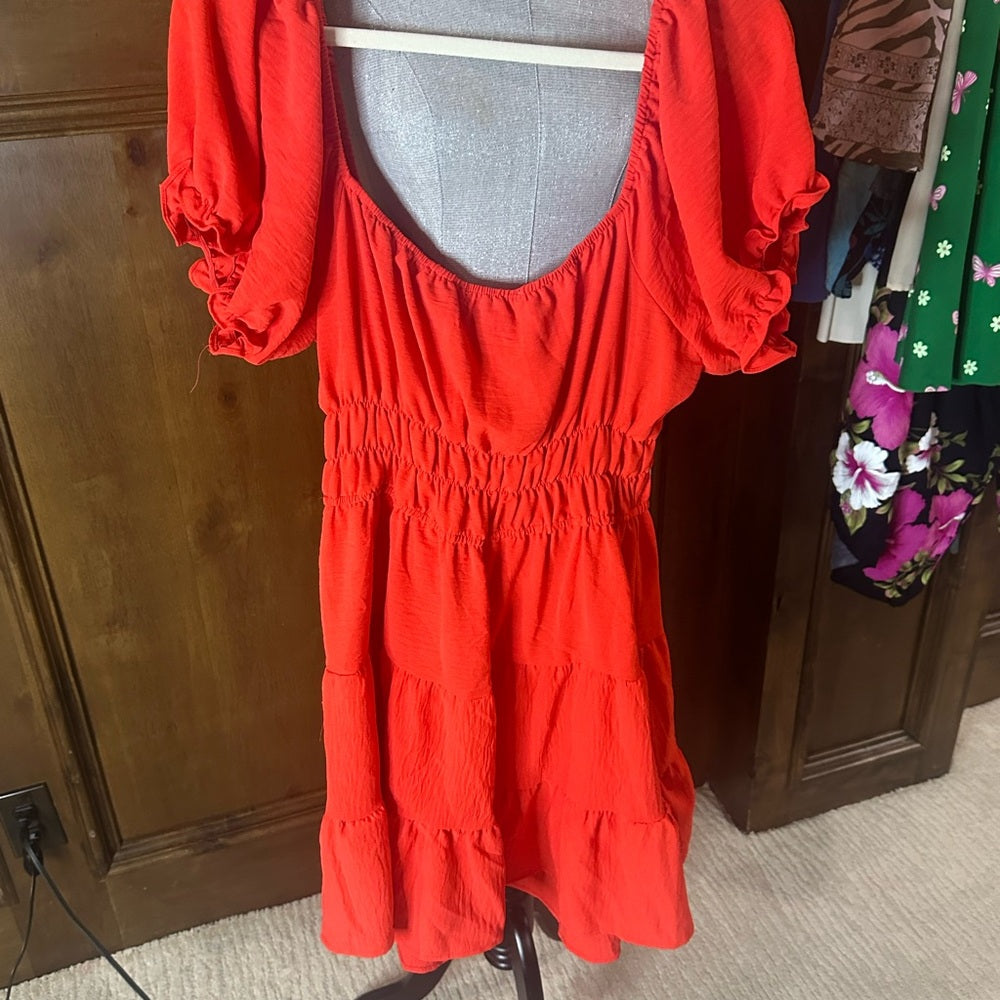 Liberty Love Orange Ruffled Smocked Sundress