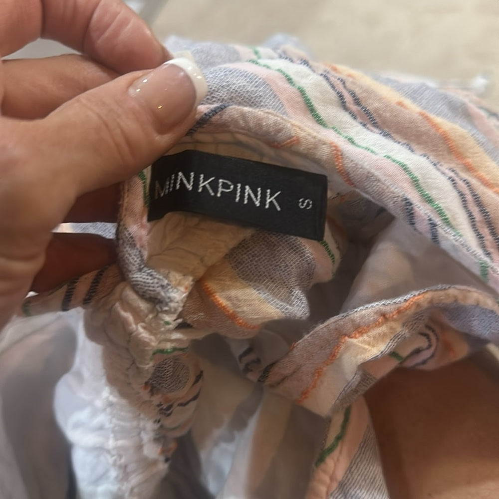 - NWOT SIZE XS MINKPINK Cream Tan Tie-Front Tank Top