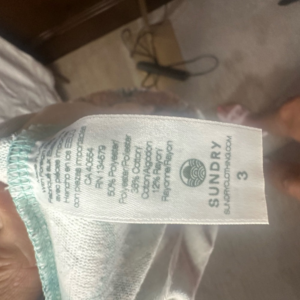 NWT SIZE L/3 Sundry Blue and White Wide Leg Pants with Elastic Waistband