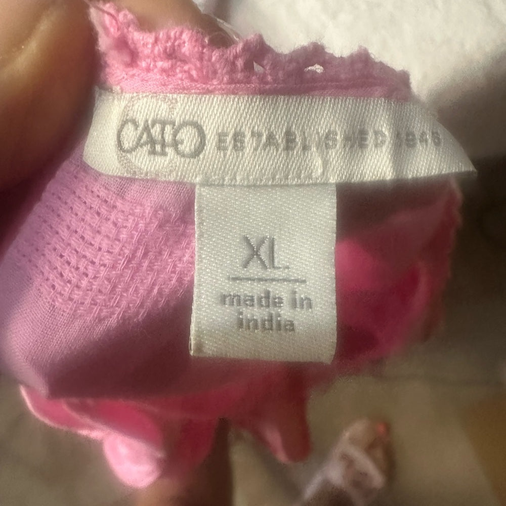 SIZE XL Cato Flutter Sleeve Peplum Blouse in Pink and Blue