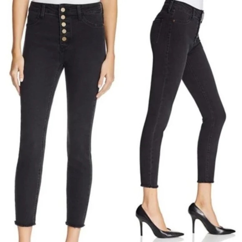 NWT SIZE 28 Anthropologie Black Cropped Ankle Jeans High-Waisted