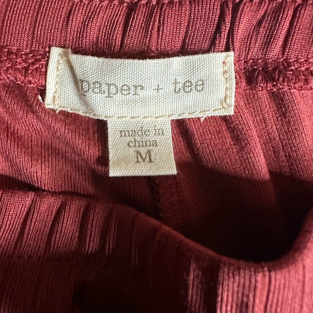 SIZE M Paper Tee Brown Track Pants with Ribbed Knit and Tapered Leg