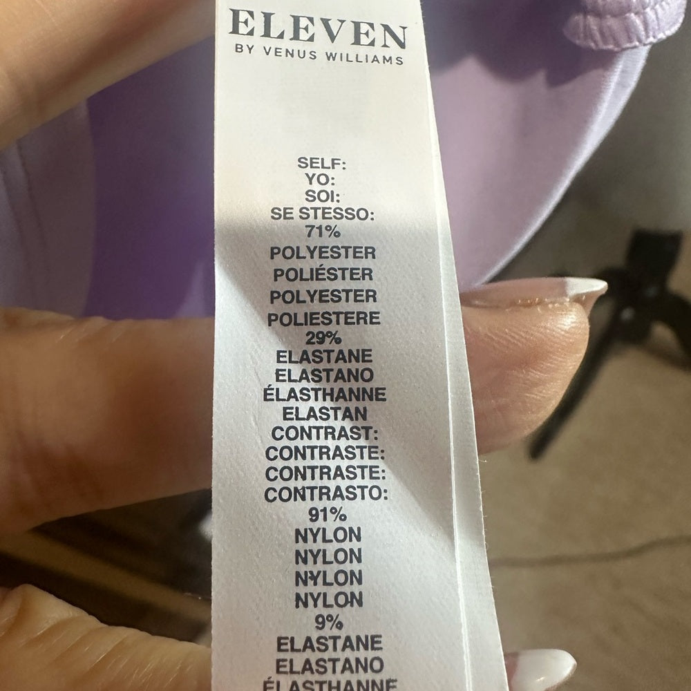 NWT SIZE XS EleVen by Venus Williams Purple Sheath Mini Dress Halter Neckline