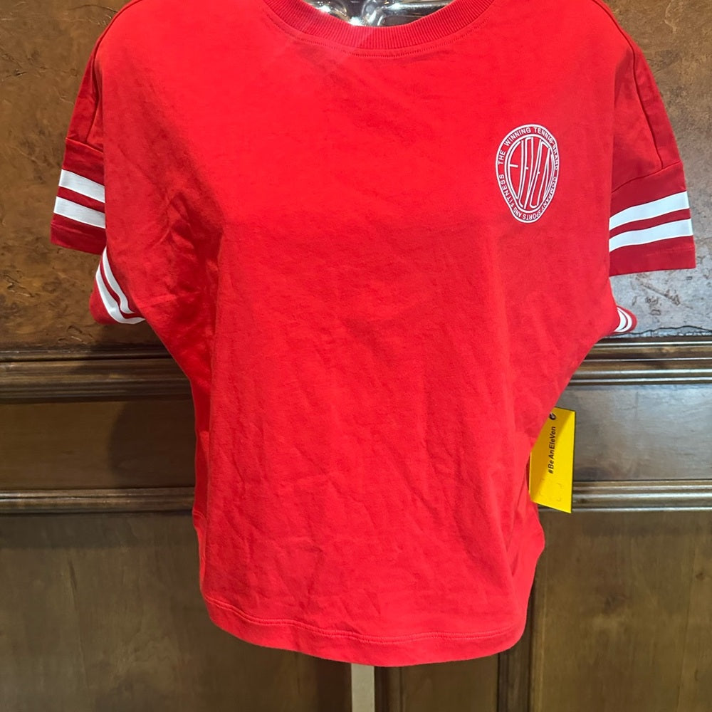 NWT SIZE XS EleVen by Venus Williams Red Boxy Crop T-Shirt