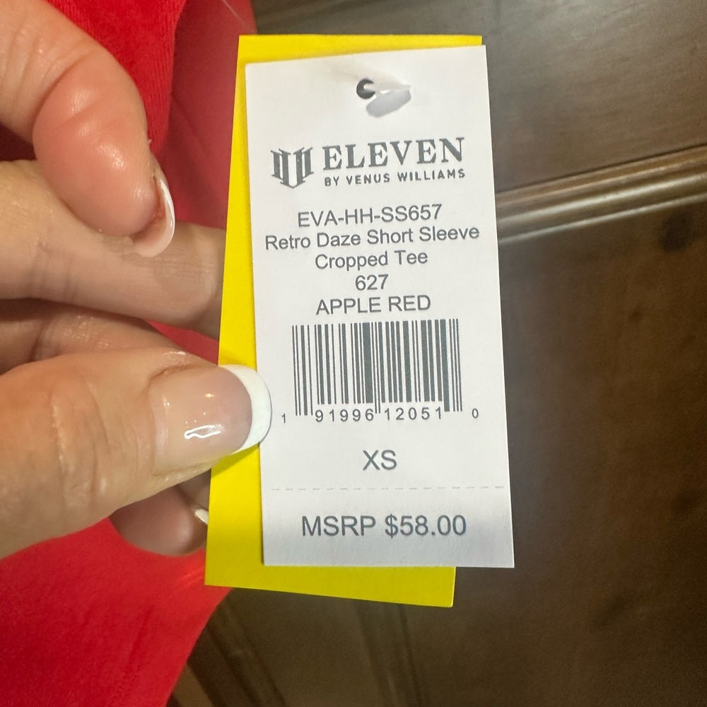 NWT SIZE XS EleVen by Venus Williams Red Boxy Crop T-Shirt