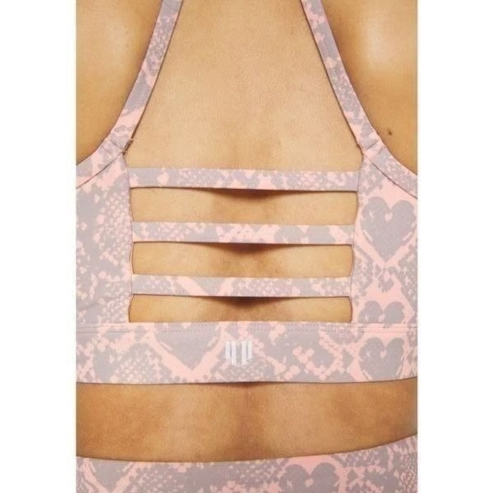 NWT SIZE XS EleVen by Venus Williams Pink Sports Bra with Floral Lace