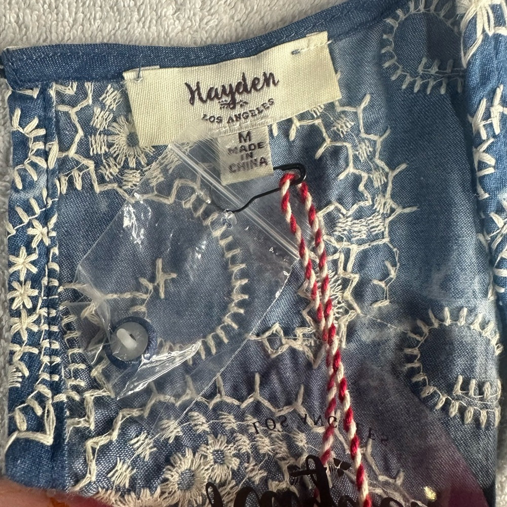 NWT SIZE M Hayden Blue and White Tiered Midi Sundress