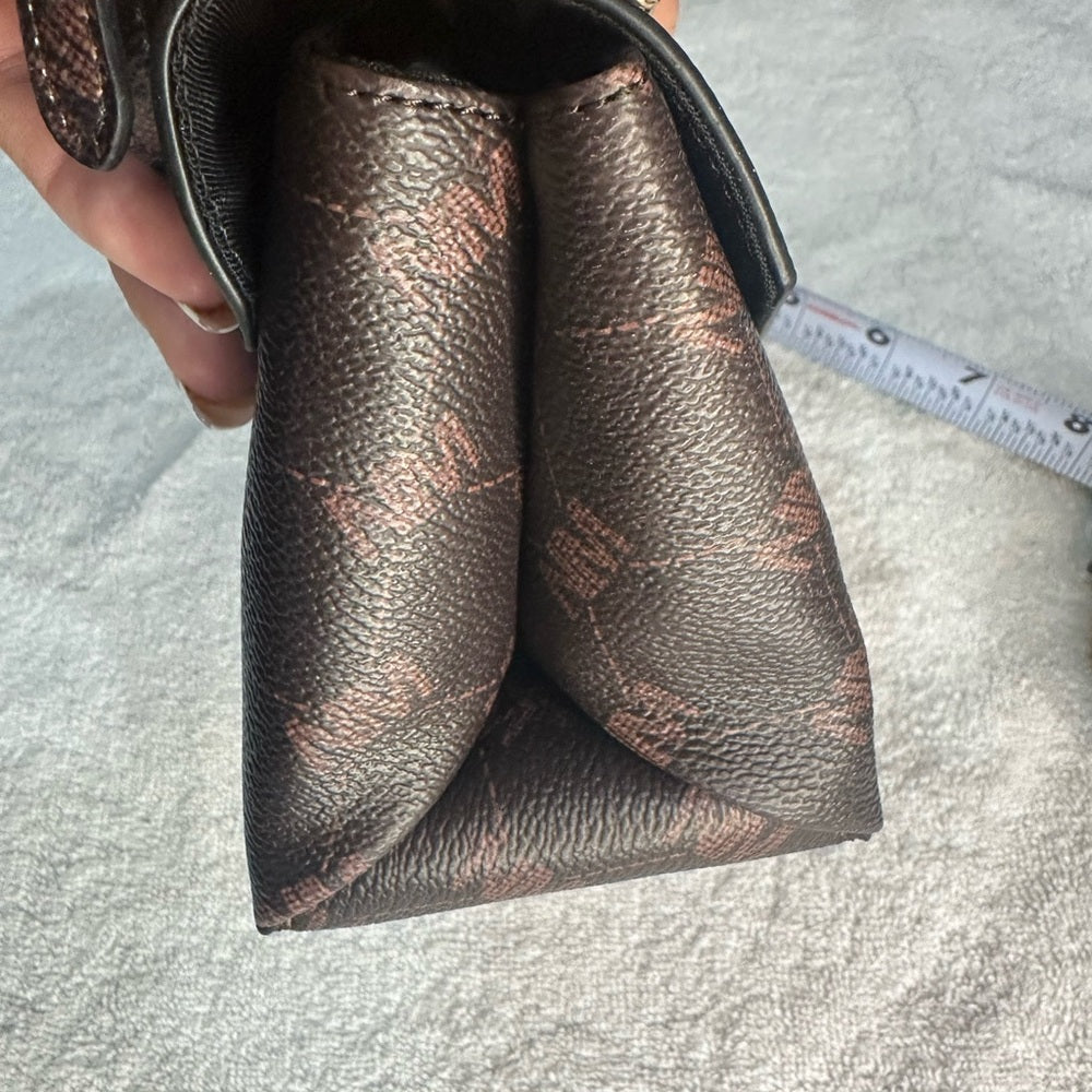 NWT Nicole Miller Brown and Gold Crossbody Bag with Elegant Design