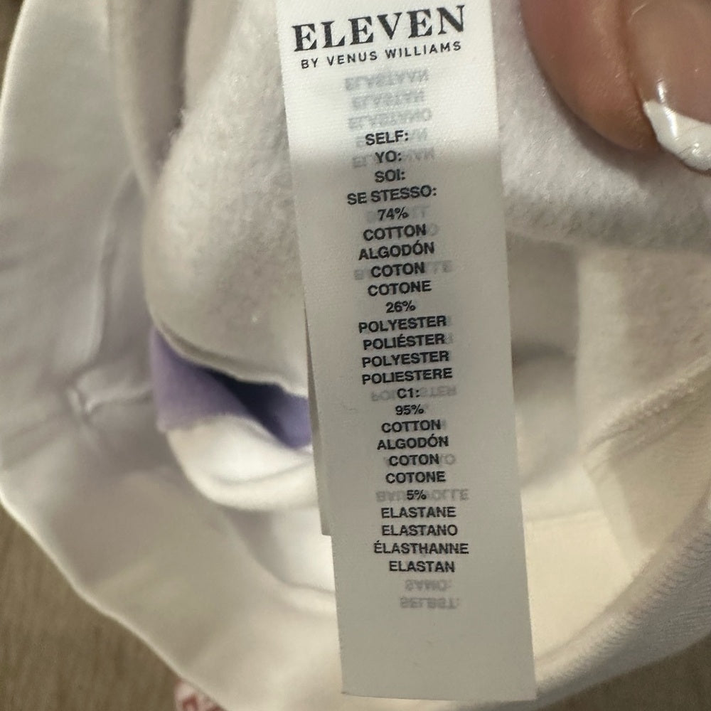 NWT SIZE S EleVen by Venus Williams White and Purple Cropped Sweatshirt