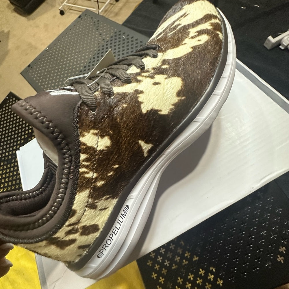 342. NEW SIZE 6 APL Brown and White Sneakers with Sporty Silhouette