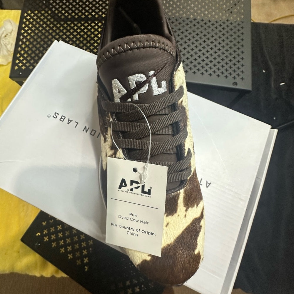 342. NEW SIZE 6 APL Brown and White Sneakers with Sporty Silhouette