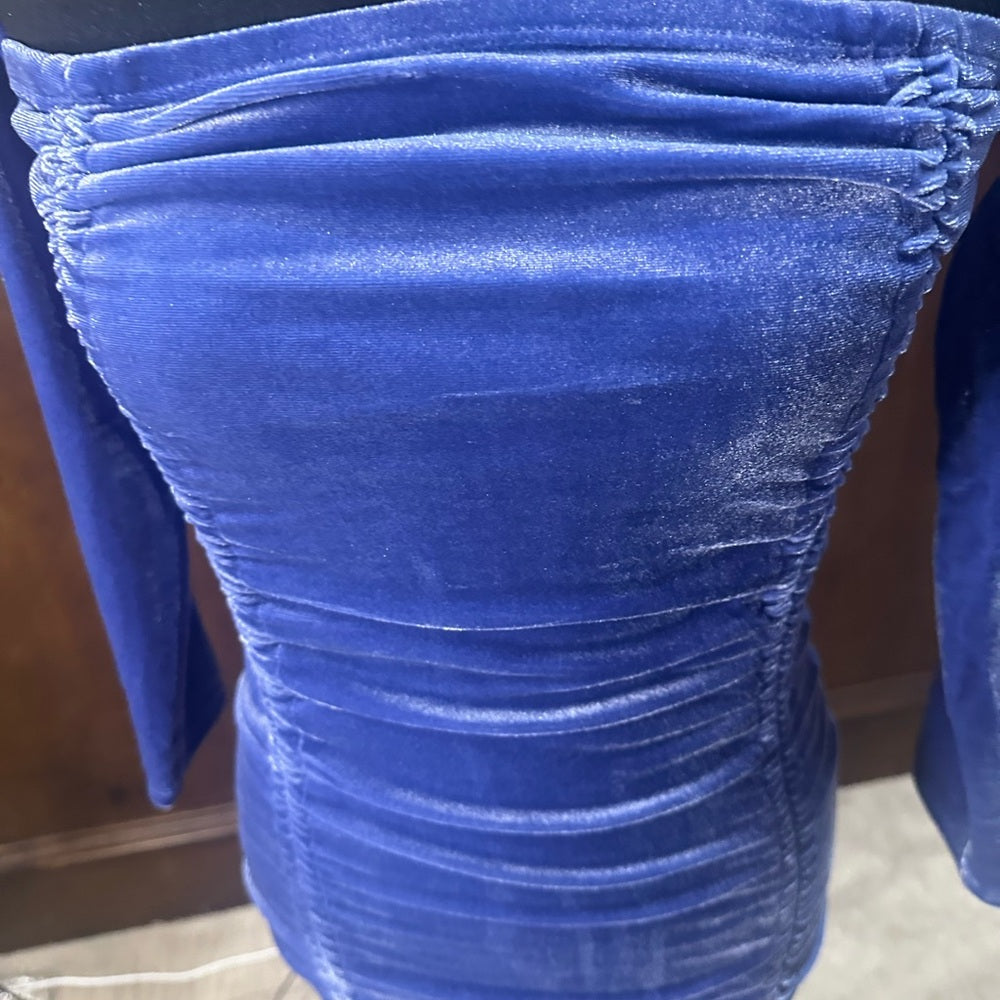 NWT SIZE M Juicy Couture Blue Ruched Long Sleeve Bodycon Dress