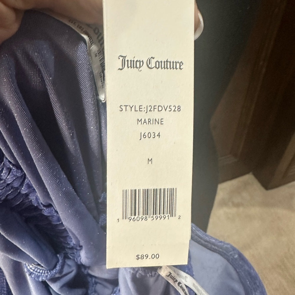 NWT SIZE M Juicy Couture Blue Ruched Long Sleeve Bodycon Dress