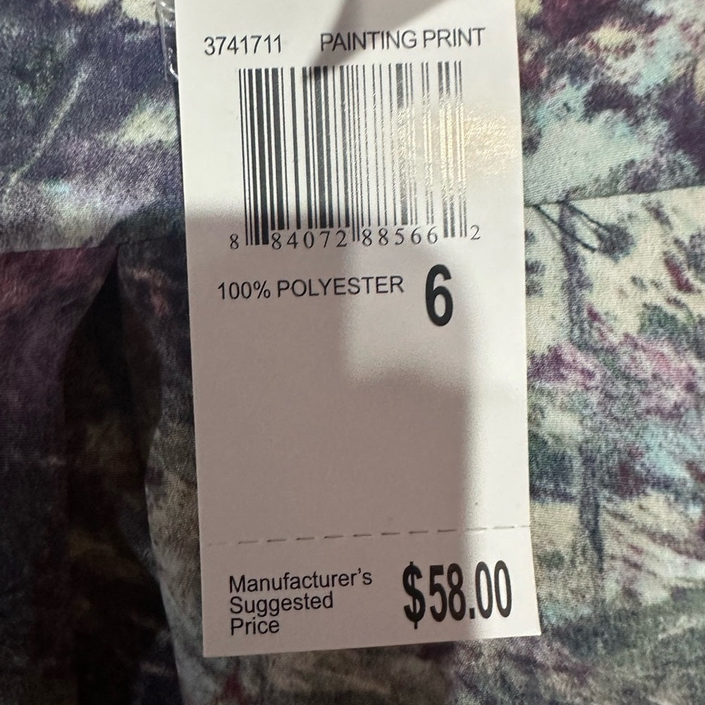 NWT SIZE 6 Philosophy Multicolor Abstract Blouse