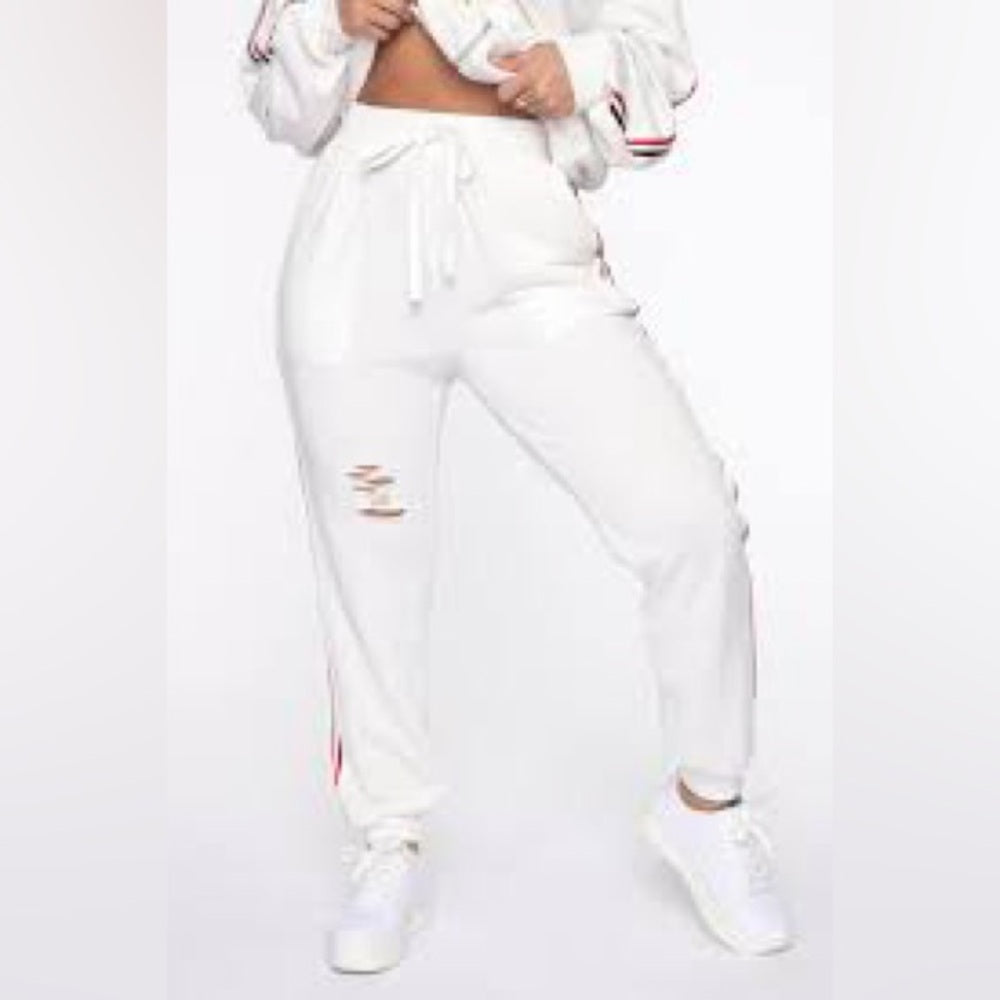 NWT SIZE S Fashion Nova White Track Pants & Joggers