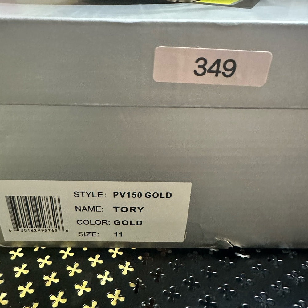 349. NEW SIZE 11 Volatile Metallic Gold Cork Wedge Sandals