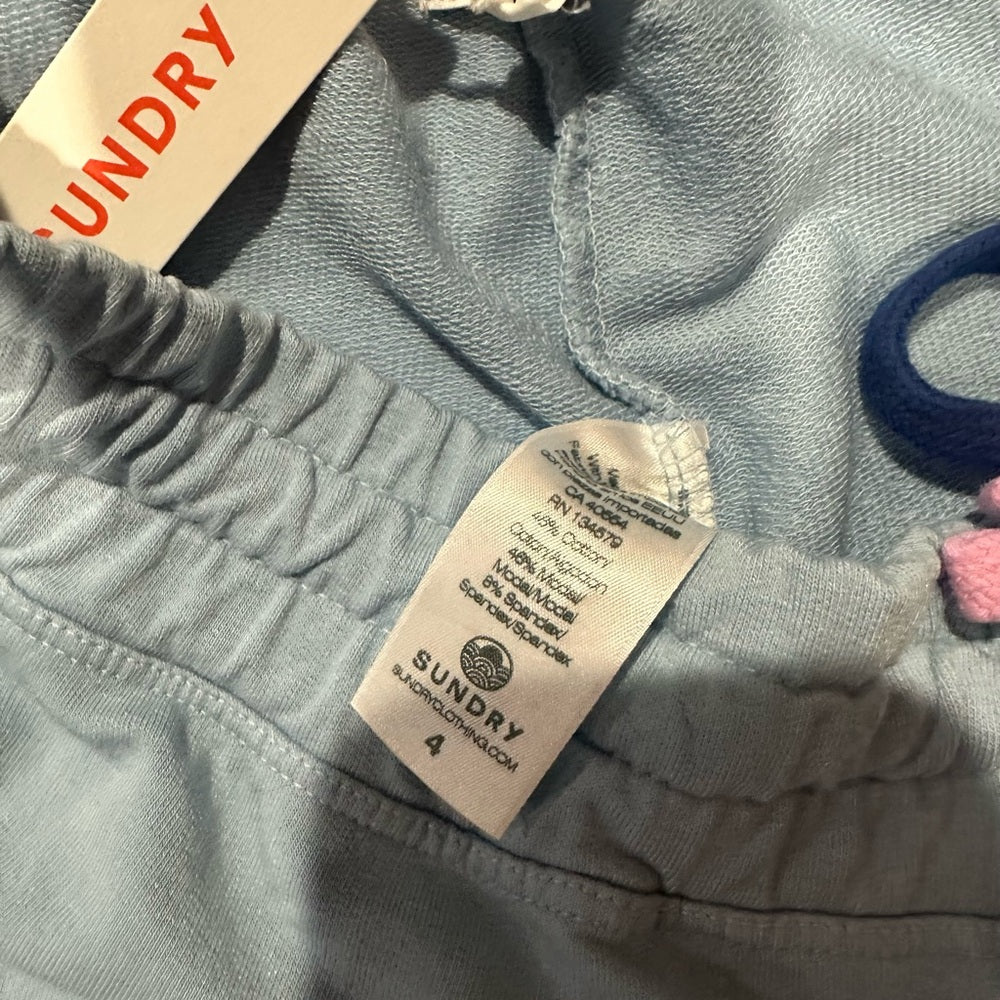 NWT SIZE XL/4 Sundry Light Blue Bike Shorts with Pink and Blue Accents