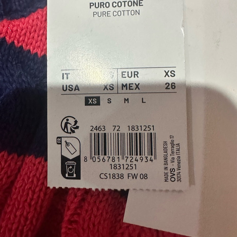 NWT SIZE XS Piombo Striped Sweater with Cable Knit Accent