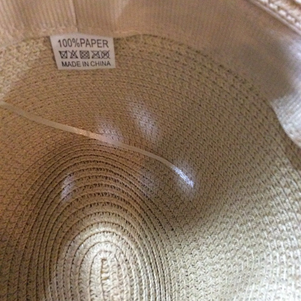 NWT SIZE OS Elegant Beige Sun Hat with Pearl Accent