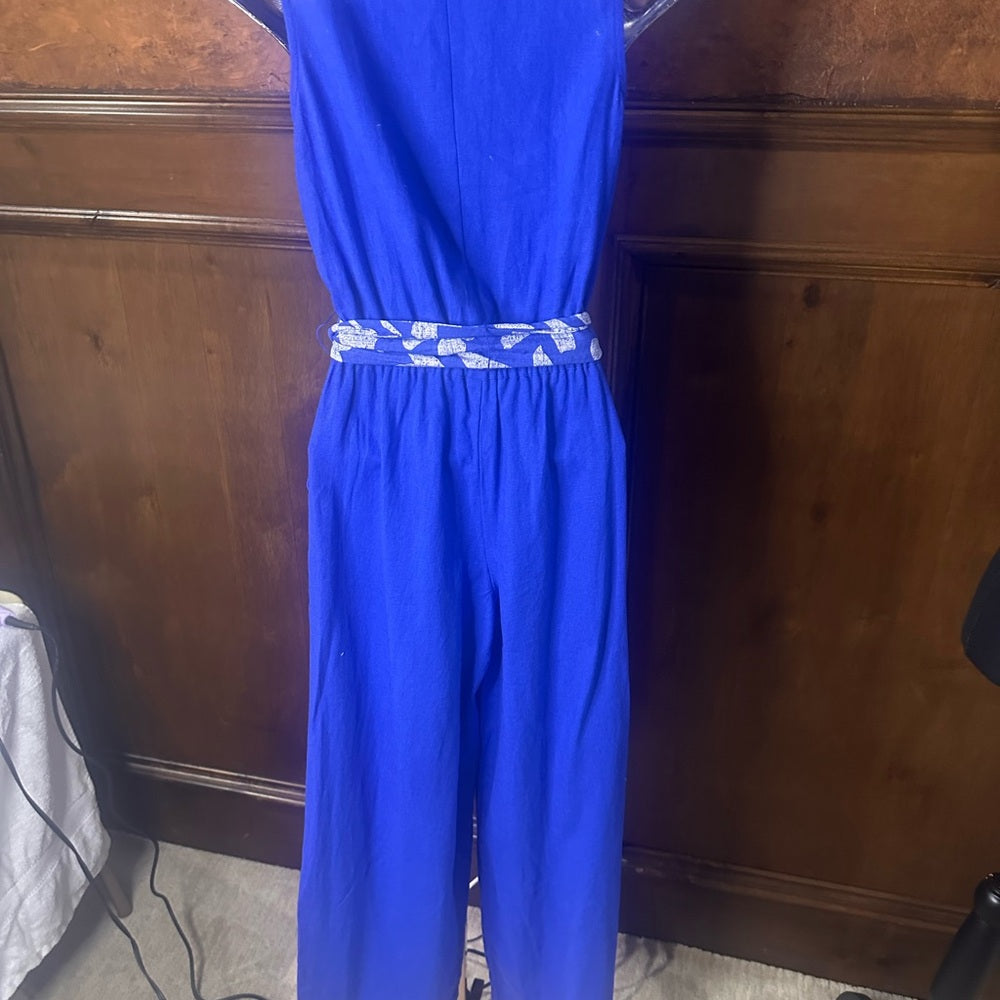NWOT SIZE XS G by Giuliana Blue Jumpsuit with Printed Sash