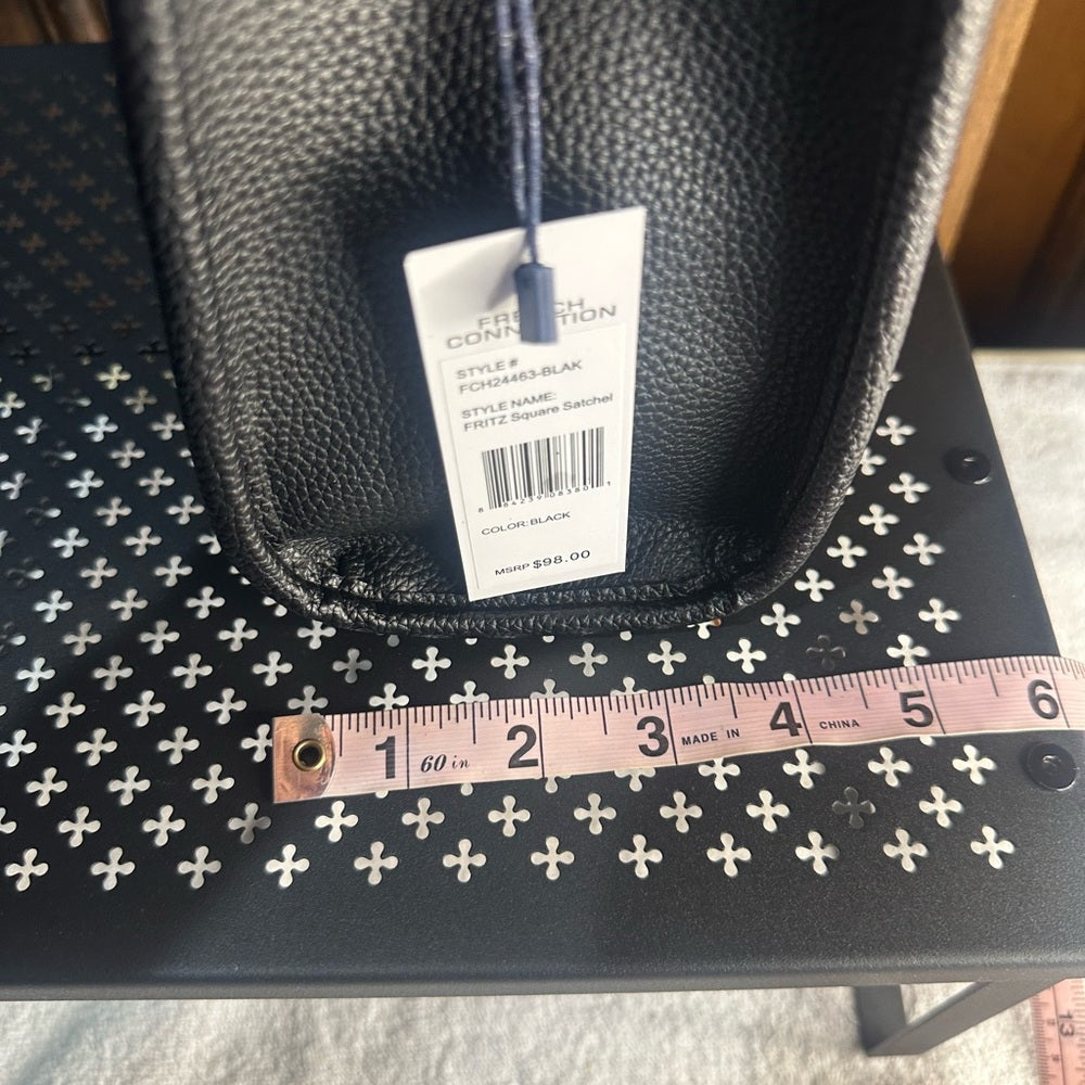 NWT SIZE OS French Connection Black Satchel with Front Zip