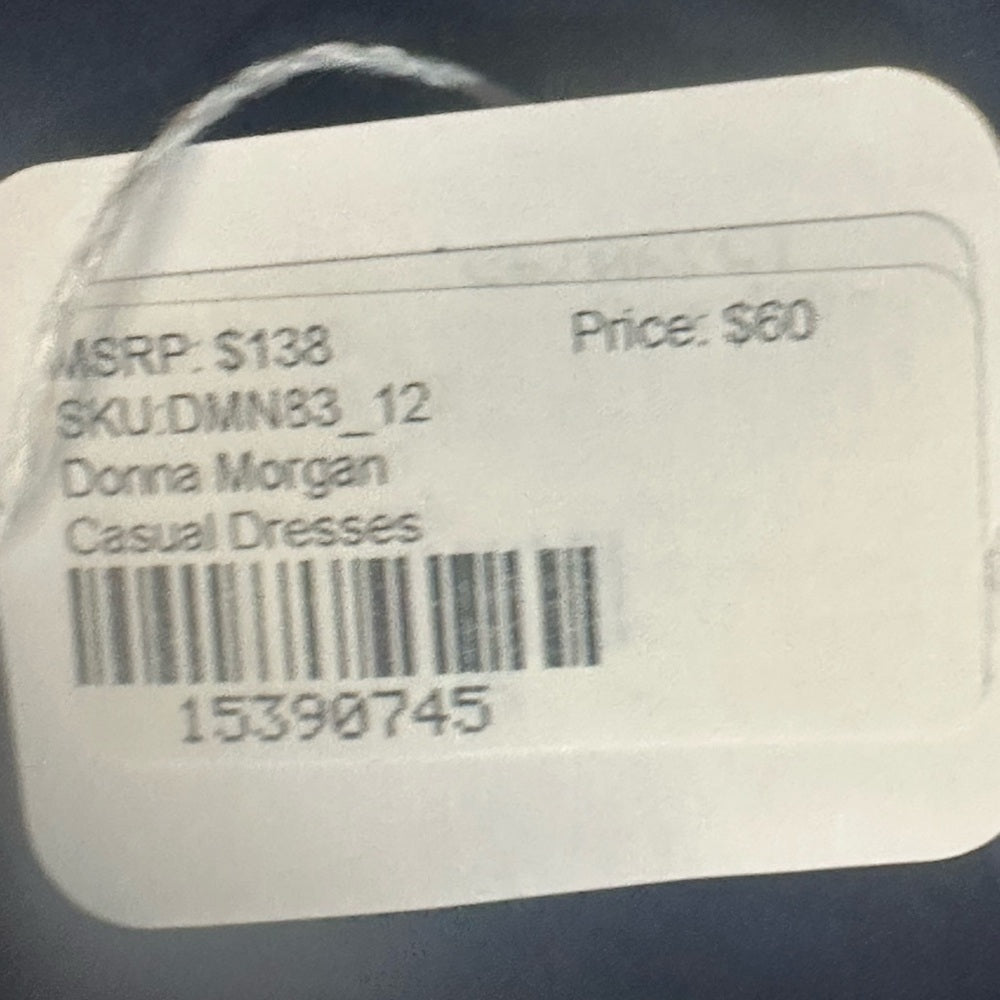 SIZE 12 Donna Morgan Blue and Black Patterned Long Sleeve Dress