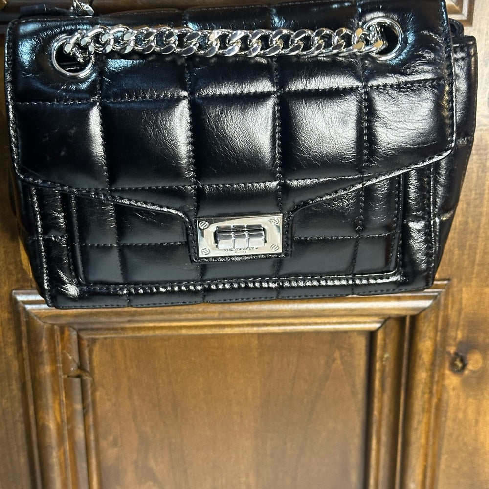 NWT OS The Kooples Glossy Black Mini Bag with Silver Chain