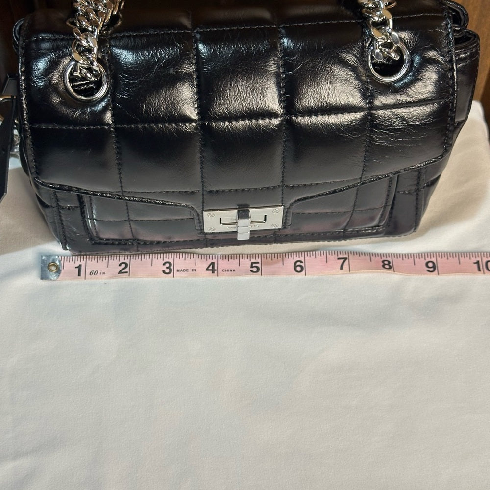 NWT OS The Kooples Glossy Black Mini Bag with Silver Chain