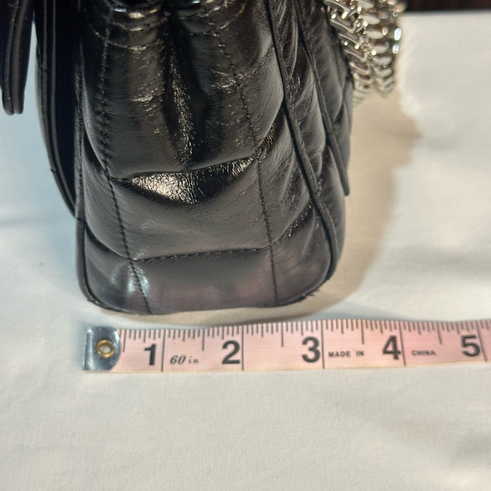 NWT OS The Kooples Glossy Black Mini Bag with Silver Chain