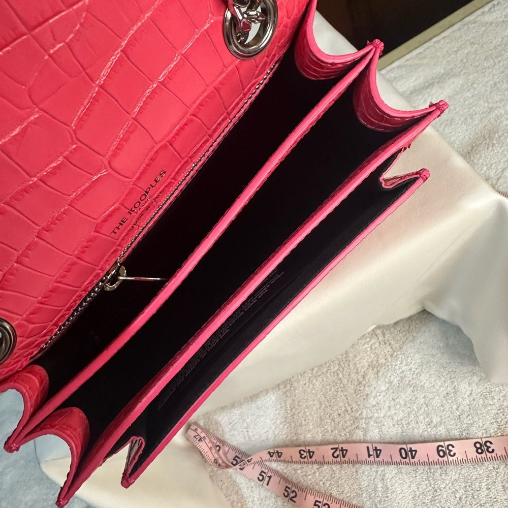 NWT OS The Kooples Vibrant Pink Croc Crossbody Bag