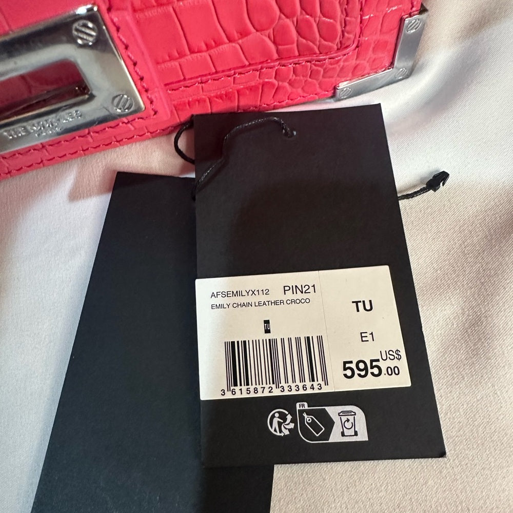 NWT OS The Kooples Vibrant Pink Croc Crossbody Bag