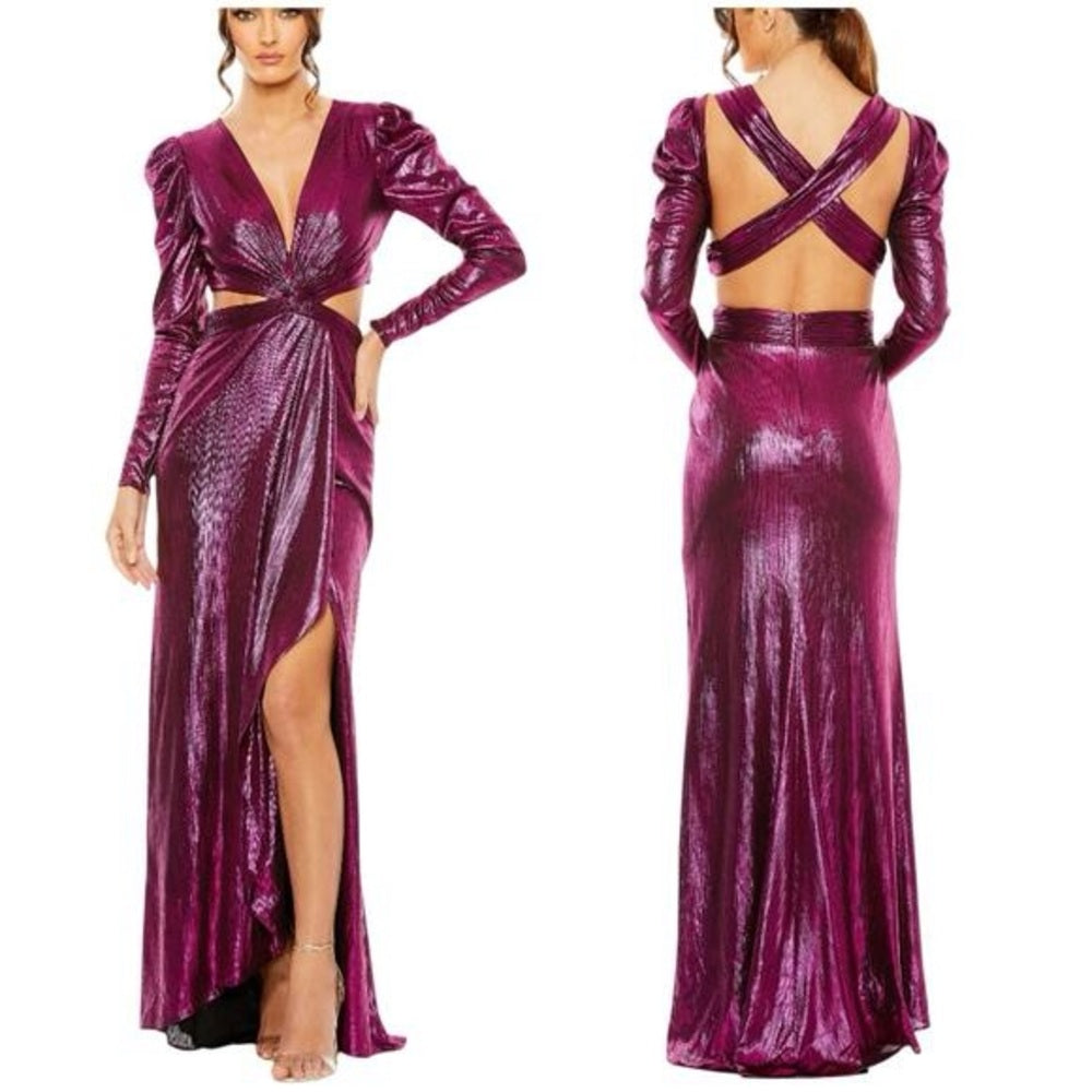 NWT SIZE 6 Glamorous Long Sleeve Metallic Dress