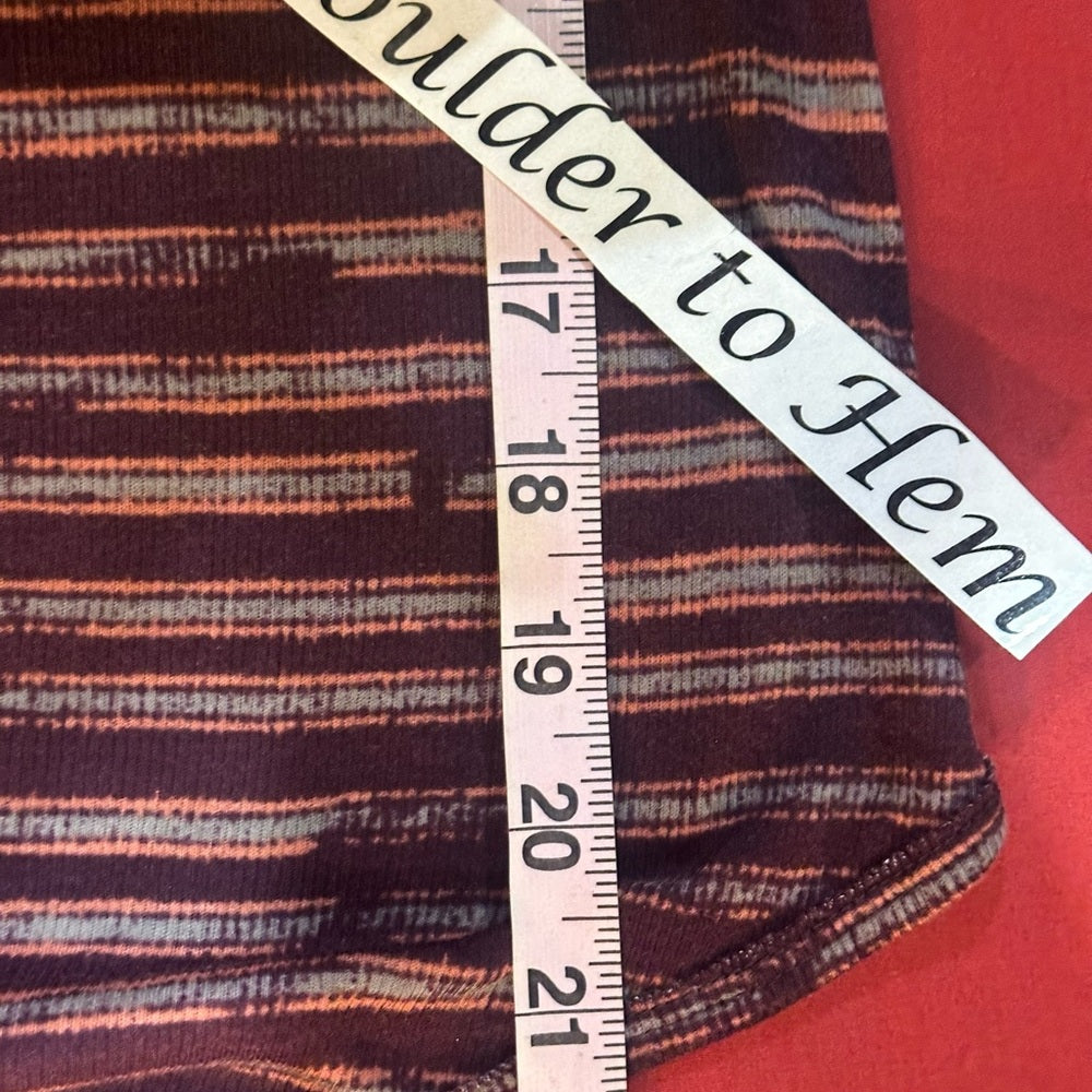 NWOT SIZE L Anthropologie Plum and Pink Striped Short Sleeve Tee