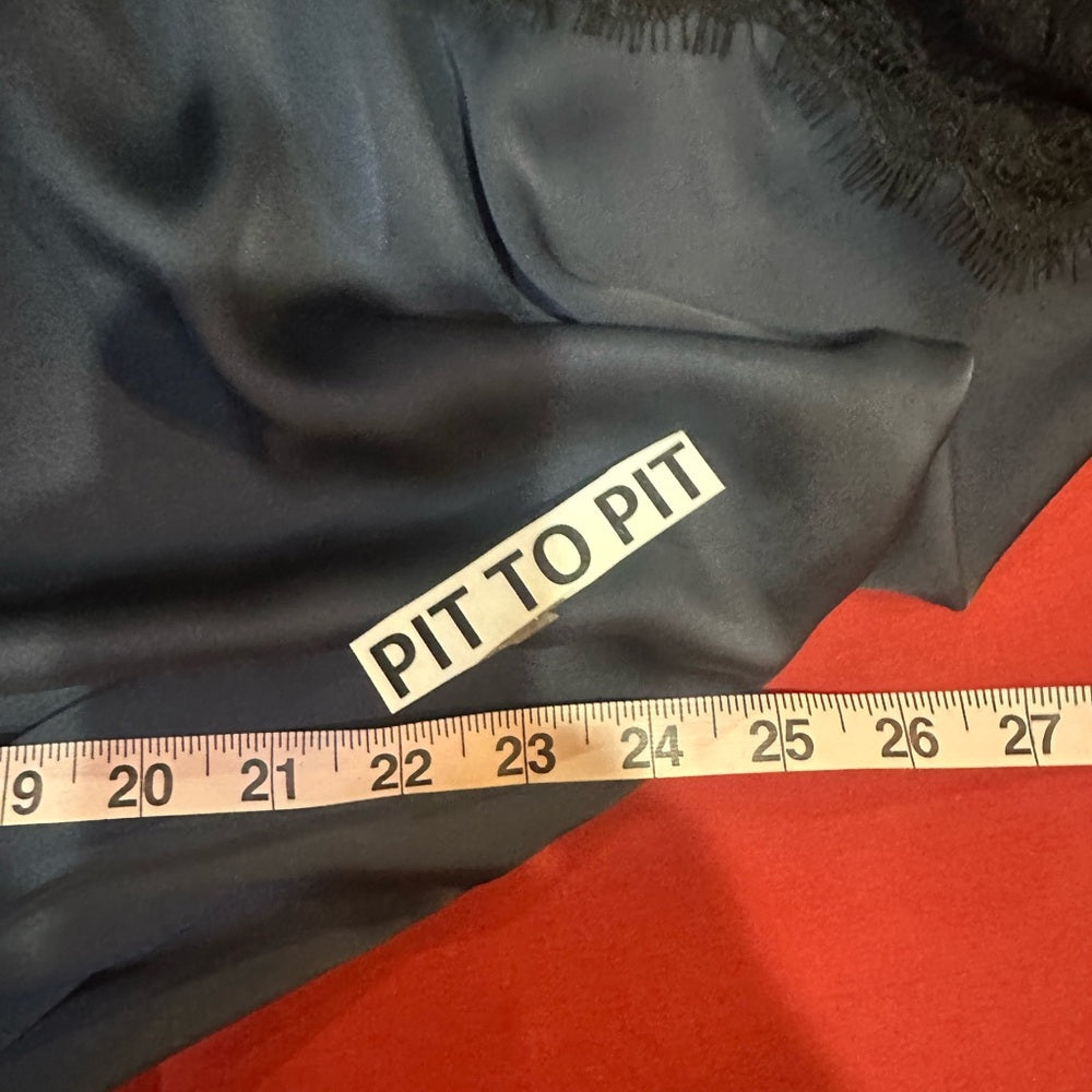 NWT SIZE S Ramy Brook Black Satin Blouse with Lace Sleeves