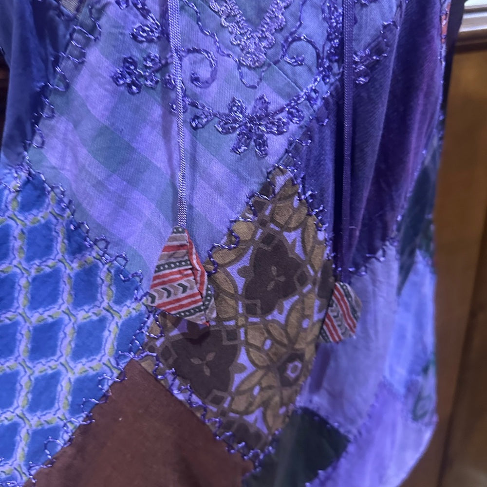 NWT SIZE S/M Advance Apparels Purple Patchwork Blouse