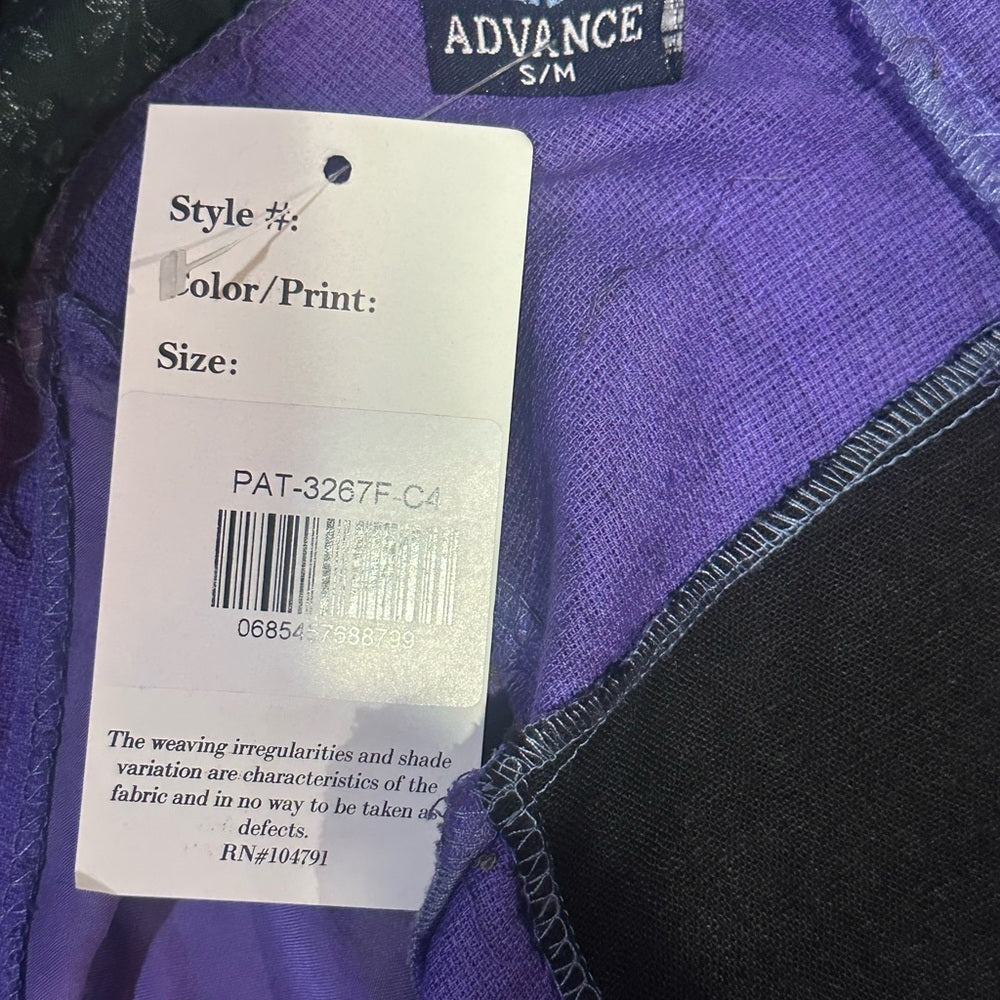 NWT SIZE S/M Advance Apparels Purple Patchwork Blouse