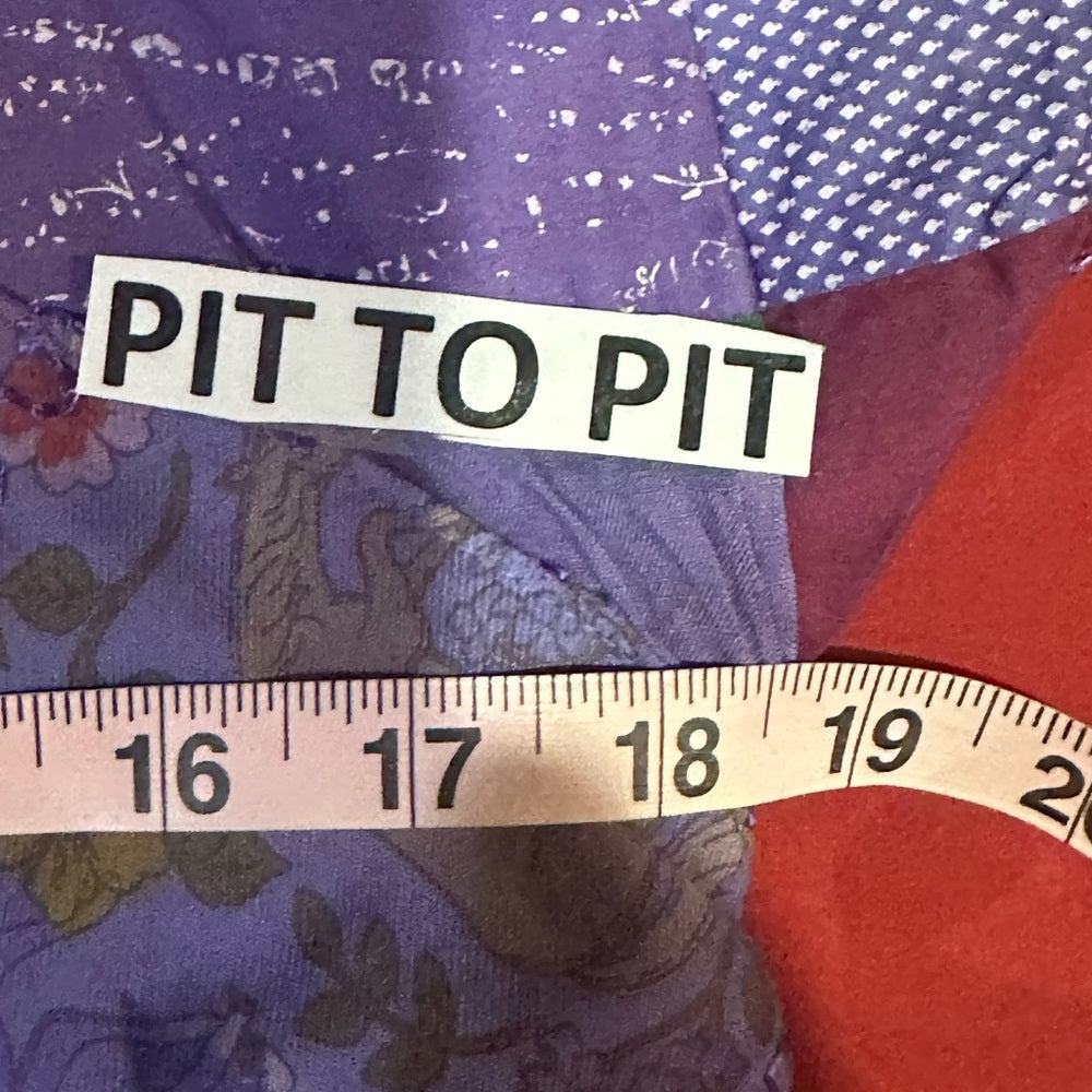 NWT SIZE S/M Advance Apparels Purple Patchwork Blouse