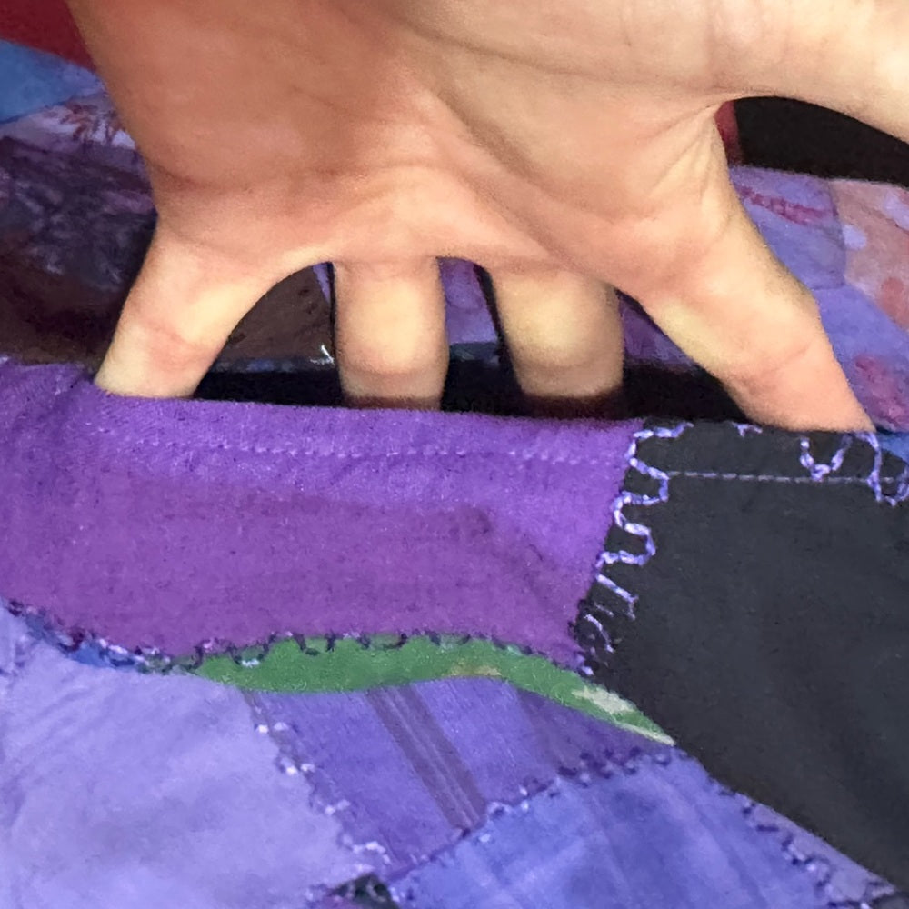 NWT SIZE S/M Advance Apparels Purple Patchwork Blouse
