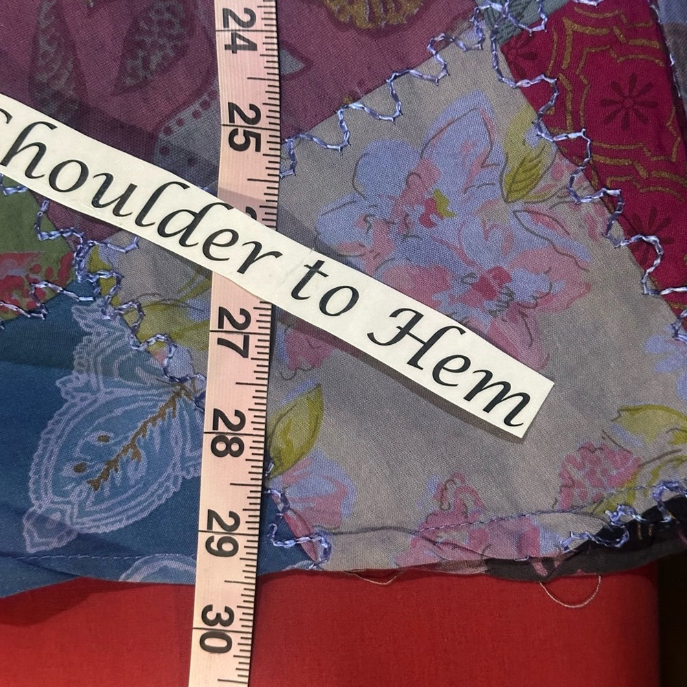 NWT SIZE PLUS Advance Apparels Colorful Patchwork Lace-Up Top